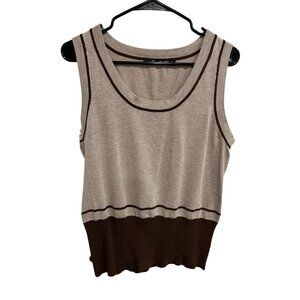 Willi Smith Beige Brown Knit Scoop Neck Tank Top Size L Academia Minimalist
